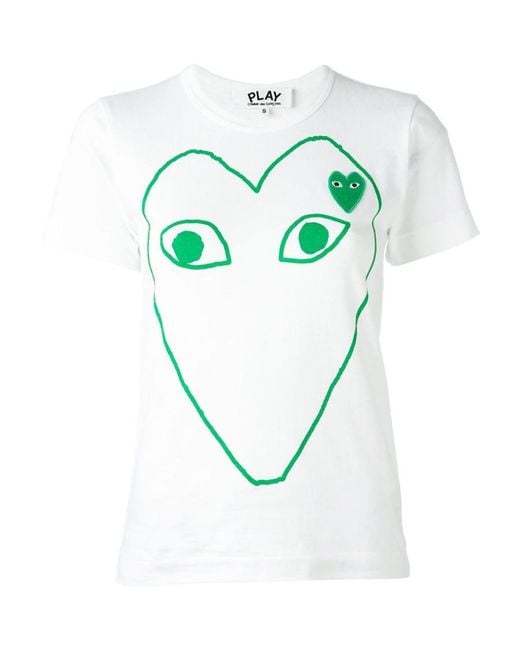 Comme des Garçons Green Logo Outline Print T-Shirt