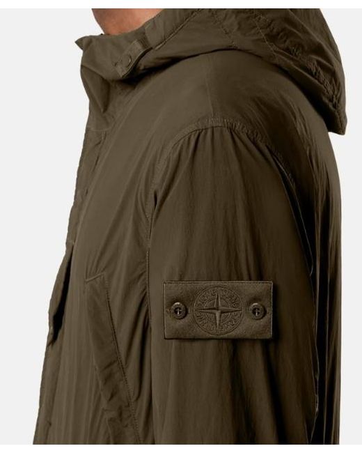 Stone Island Green Short Parka With Anti-Drop Finish for men