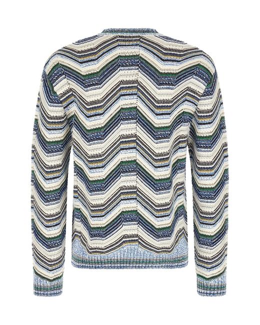 Missoni Blue Geometric Zigzag Sweater for men
