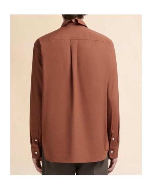 Marni Brown Cotton Poplin Shirt With Mending Logo for men