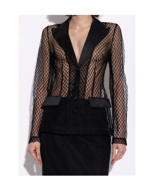 Dolce & Gabbana Black Single-Breasted Mesh Tuxedo Jacket