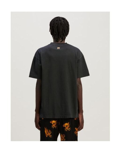 Palm Angels Black Burning Monogram T-Shirt for men