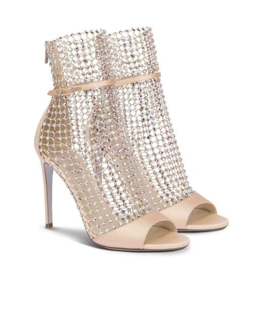 Rene Caovilla White 105Mm Crystal-Embellished Mesh Sandals