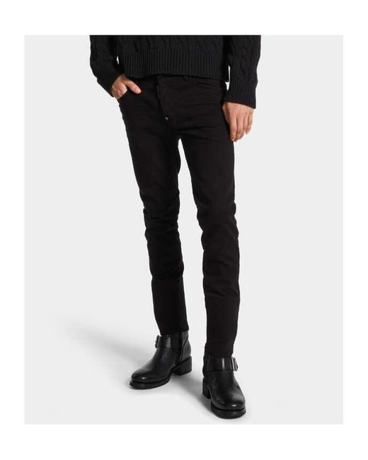 DSquared² Black Skater Logo Patch Skinny Jeans for men