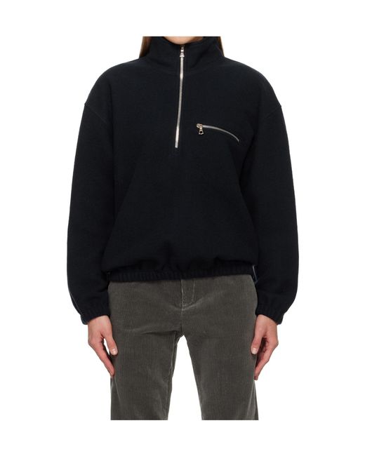 Rier Blue Half-Zip Fleece Sweatshirt for men