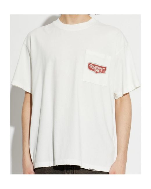 Represent White Graphic Back Pocket T-Shirt for men