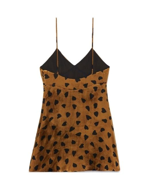 Saint Laurent Brown V-Neck Sleeveless Dress