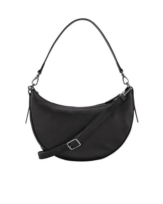 Longchamp Black Crescent-Shaped Zipped Shoulder Bag