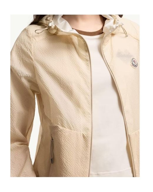 Moncler Natural Zip-Up Hooded Jacket