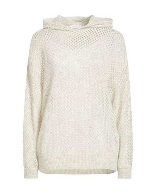 Brunello Cucinelli White Solidcolor Knit Hoodie