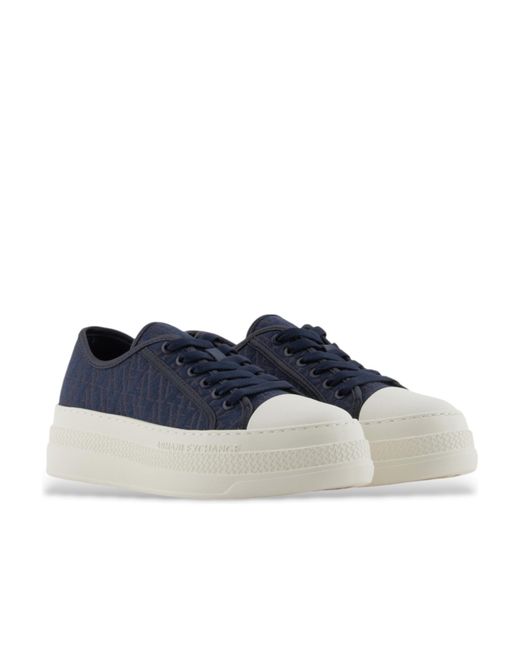 ARMANI EXCHANGE Blue Thick-Soled Low-Top Casual Shoes