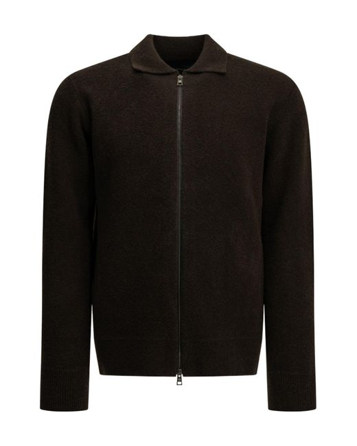 Tagliatore Black Long-Sleeve Zip-Up Cardigan for men
