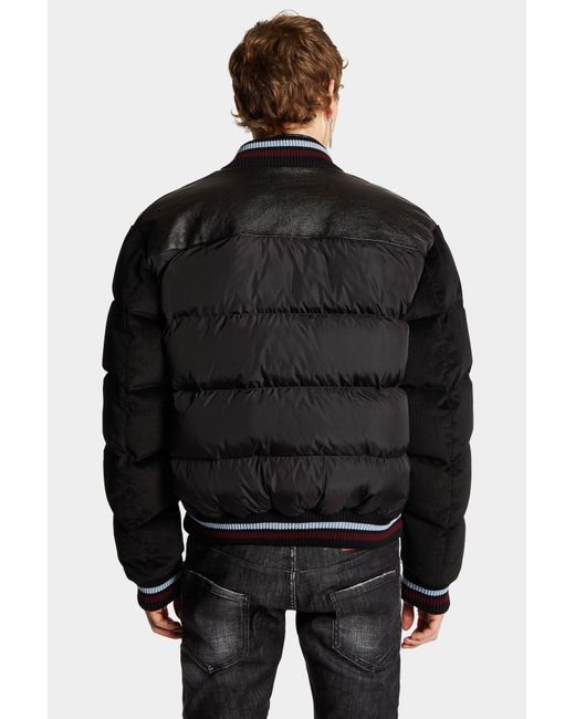 DSquared² Black Mixed Puffer Bomber for men