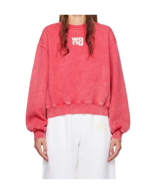 Alexander Wang Red Logo Flocked Faded Sweatshirt