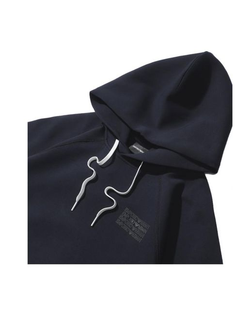 Emporio Armani Blue Logo Hooded Sweater for men