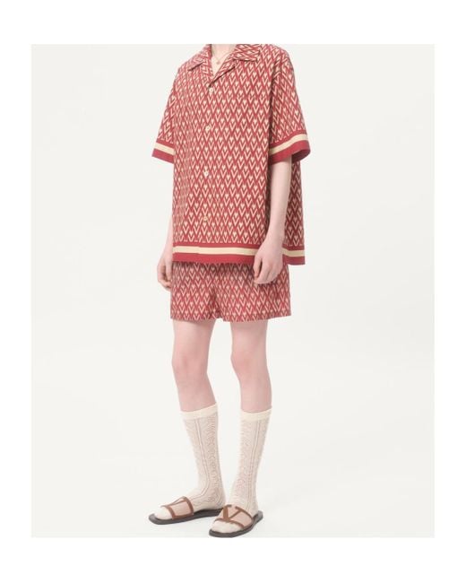 Valentino Red Toute La V Swim Shorts for men