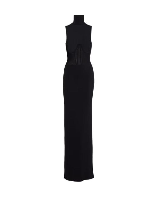 Nensi Dojaka Black Gwyneth Knitted Corset Maxi Dress