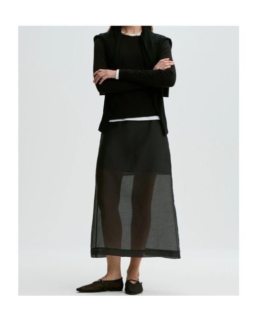 By Malene Birger Black Slit Midi Skirt