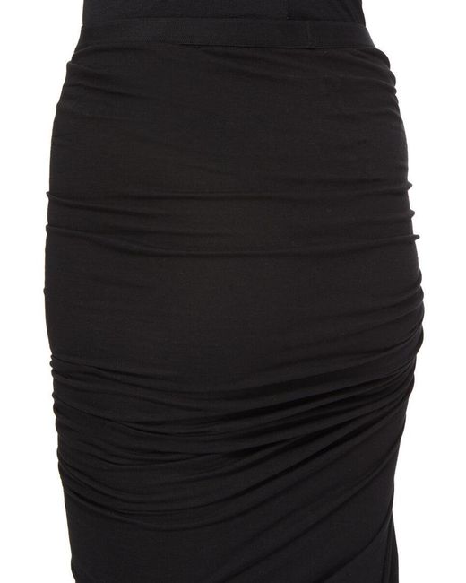 Rick Owens Black Soft Edfu Drawstring Maxi Skirt