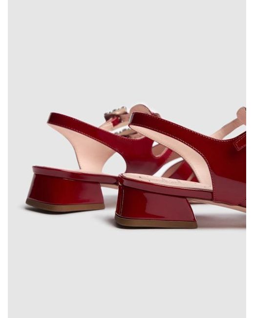 Roger Vivier Red Mini Tres Vivier Leather Flats