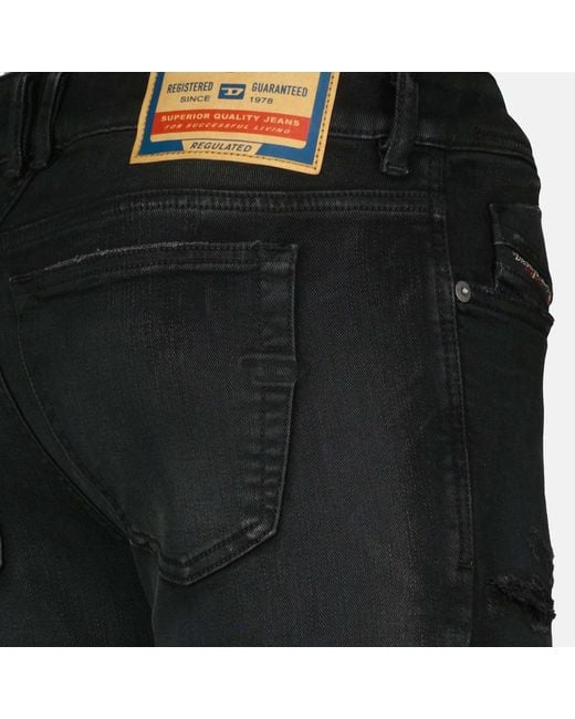 DIESEL Black Sleenker 1979 Distressed Jeans for men