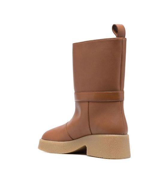 Stella McCartney Brown Logo-Embossed Pull-On Ankle Boots