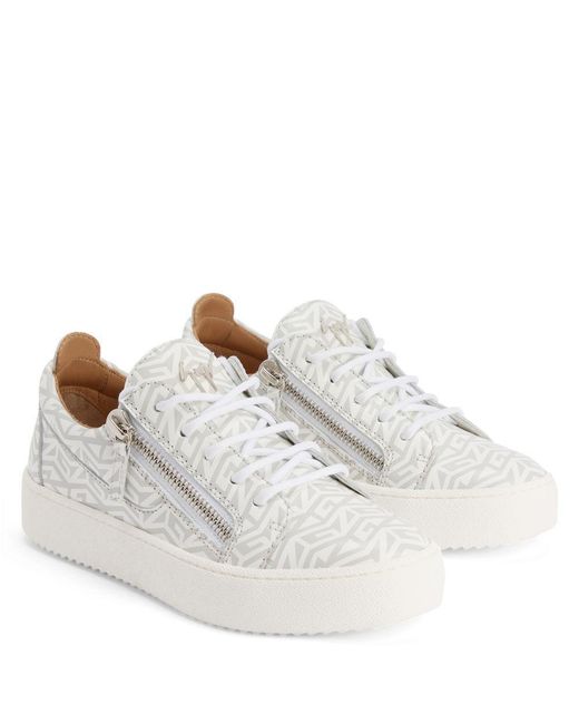 Giuseppe Zanotti White Frankie Monogram Lace-Up Sneakers for men
