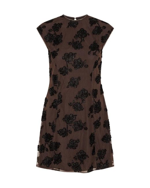 ROTATE BIRGER CHRISTENSEN Black Floral-Motif Mini Dress