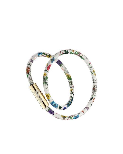 Gucci Metallic Leather Double Bracelet With Script