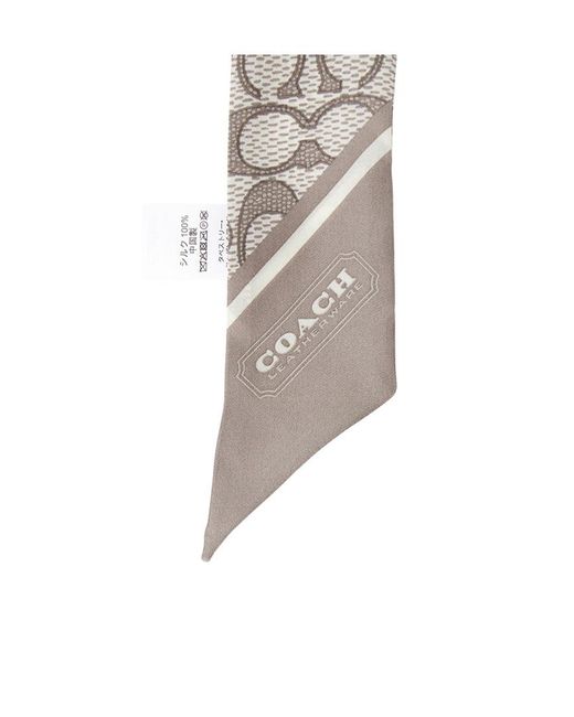 COACH White Pointed Silk Scarf