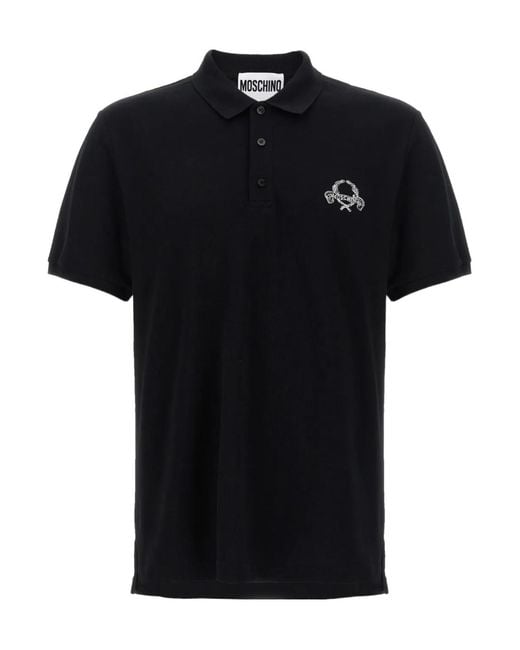 Moschino Black Short-Sleeved Polo Shirt for men