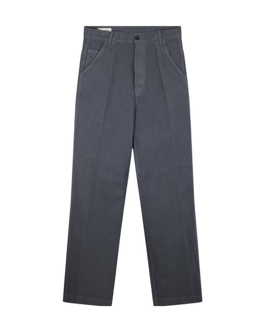 Dries Van Noten Blue Pressed Crease Trousers for men