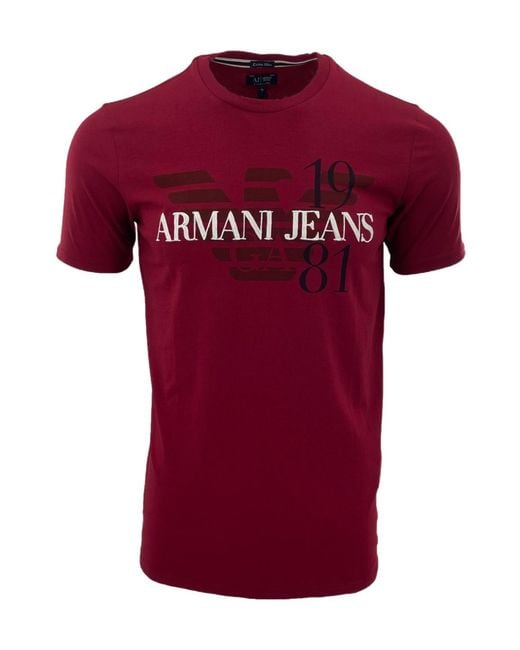 Armani Jeans Red Item O-Neck Short-Sleeved T-Shirt for men