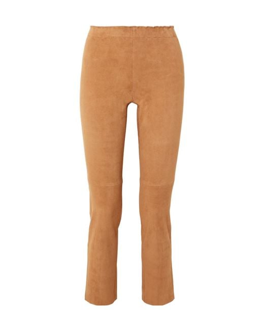 Stouls Brown Jacky Cropped Stretch-Suede Leggings