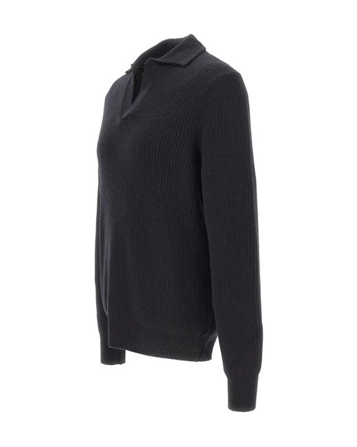 Gran Sasso Blue Long-Sleeve Polo-Collar Sweater for men
