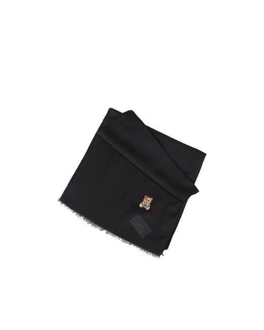 Moschino Black Teddy Bear-Logo Scarf for men