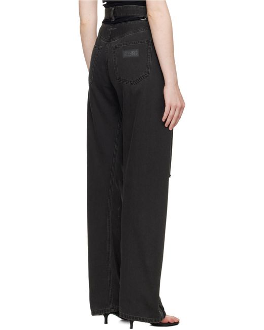 MM6 by Maison Martin Margiela Black Cut-Out Detailed Straight-Leg Jeans