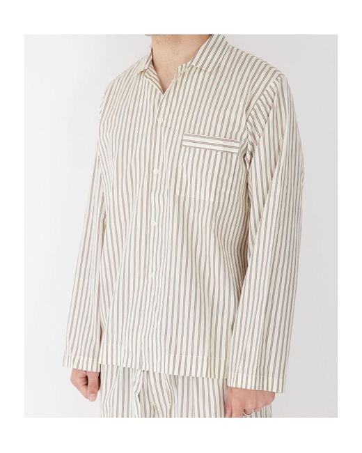 Tekla Natural Striped Pajama Shirt for men