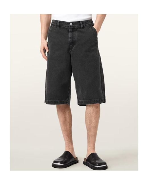 AllSaints Black Jackson Relaxed Fit Cotton Shorts for men