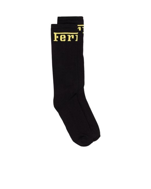 Ferrari Black Logo-Knit Socks for men