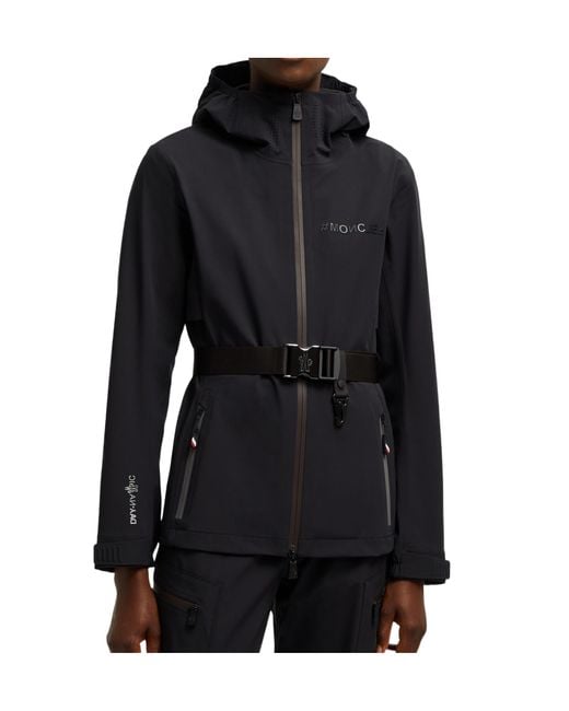 Moncler Black Grenoble Valles Belted Hooded Jacket