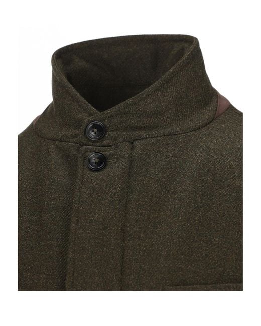 Herno Green Stand-Up Collar Button Casual Jacket for men