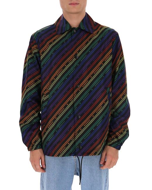 Givenchy Blue Chain-Print Buttoned Jacket for men