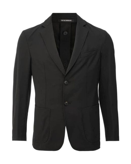 Emporio Armani Black Lapel Long-Sleeved Suit Jacket for men