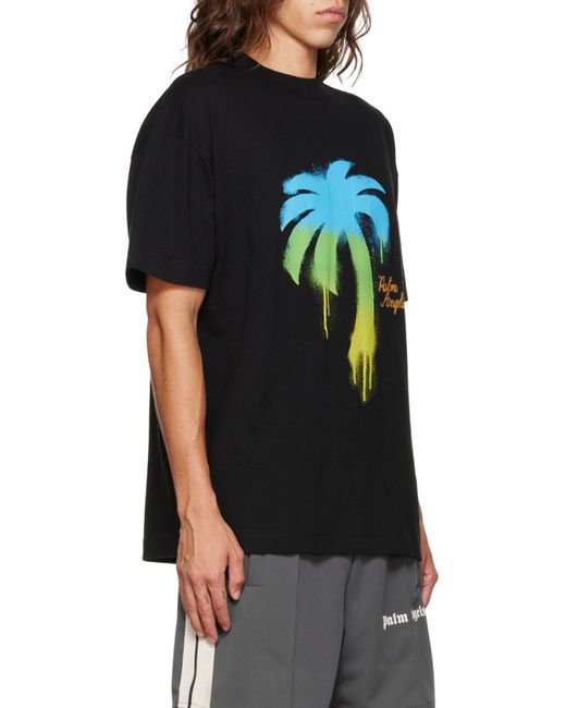 Palm Angels Black Palm Tree Printed Crewneck T-Sihrt for men