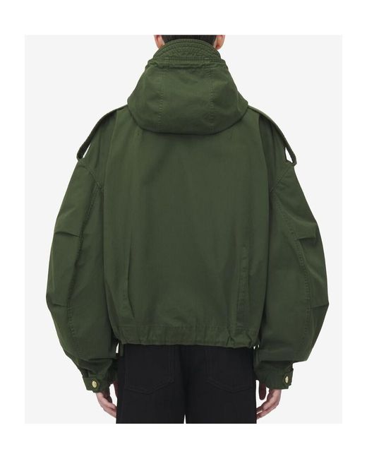 McQueen Green Cotton Hooded Jacket for men
