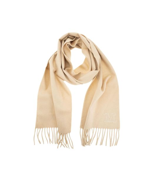 Max Mara Metallic Monogram-Embroidered Camel Stole