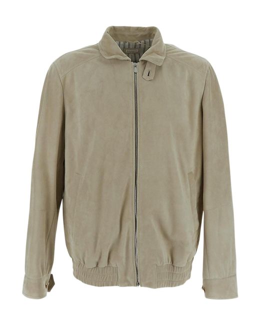 Brunello Cucinelli Green Zipped Bomber Jacket for men