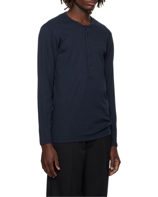 Tom Ford Blue Crewneck Henley Pajama T-Shirt for men