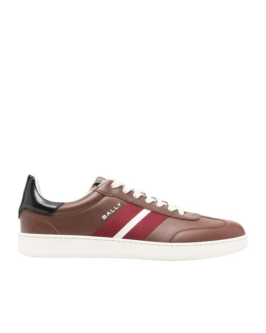 Bally Brown Stripe-Detail Sneakers for men